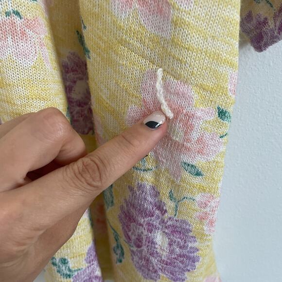 Torrid Cardigan Sweater Women 3X Yellow Floral Short Sleeve Open Knit Boho - Picture 5 of 8